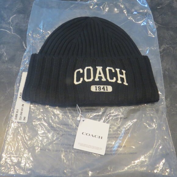 Coach Black 1941 Ribbed Knit Beanie – New With Tags – One Size (B2) - Picture 5 of 8